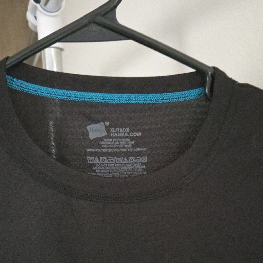 Hanes Black T-Shirt with Blue Accent